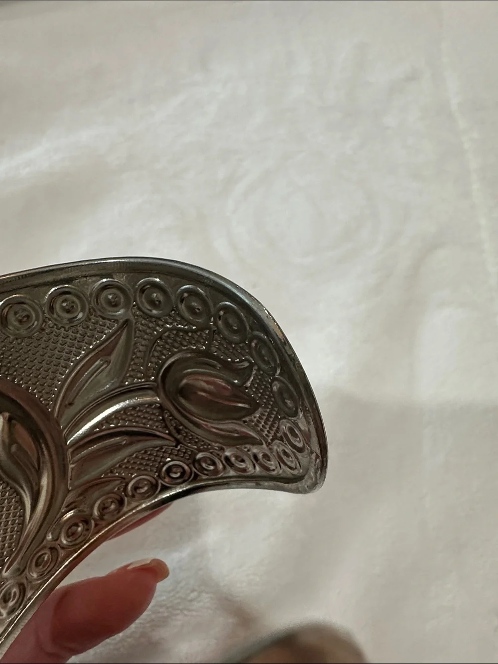 Silver Floral Embossed Cuff Bracelet